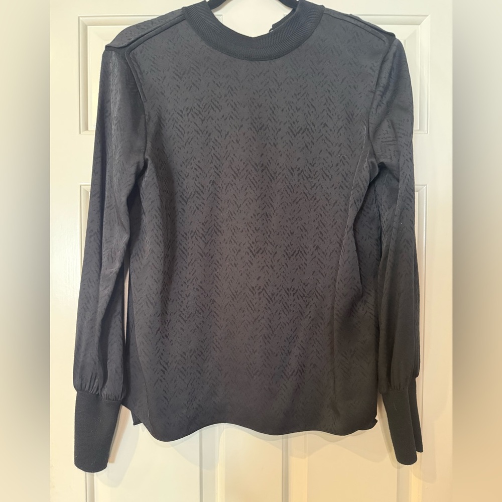Rag & Bone Black Silky Long Sleeve Mock Neck Top